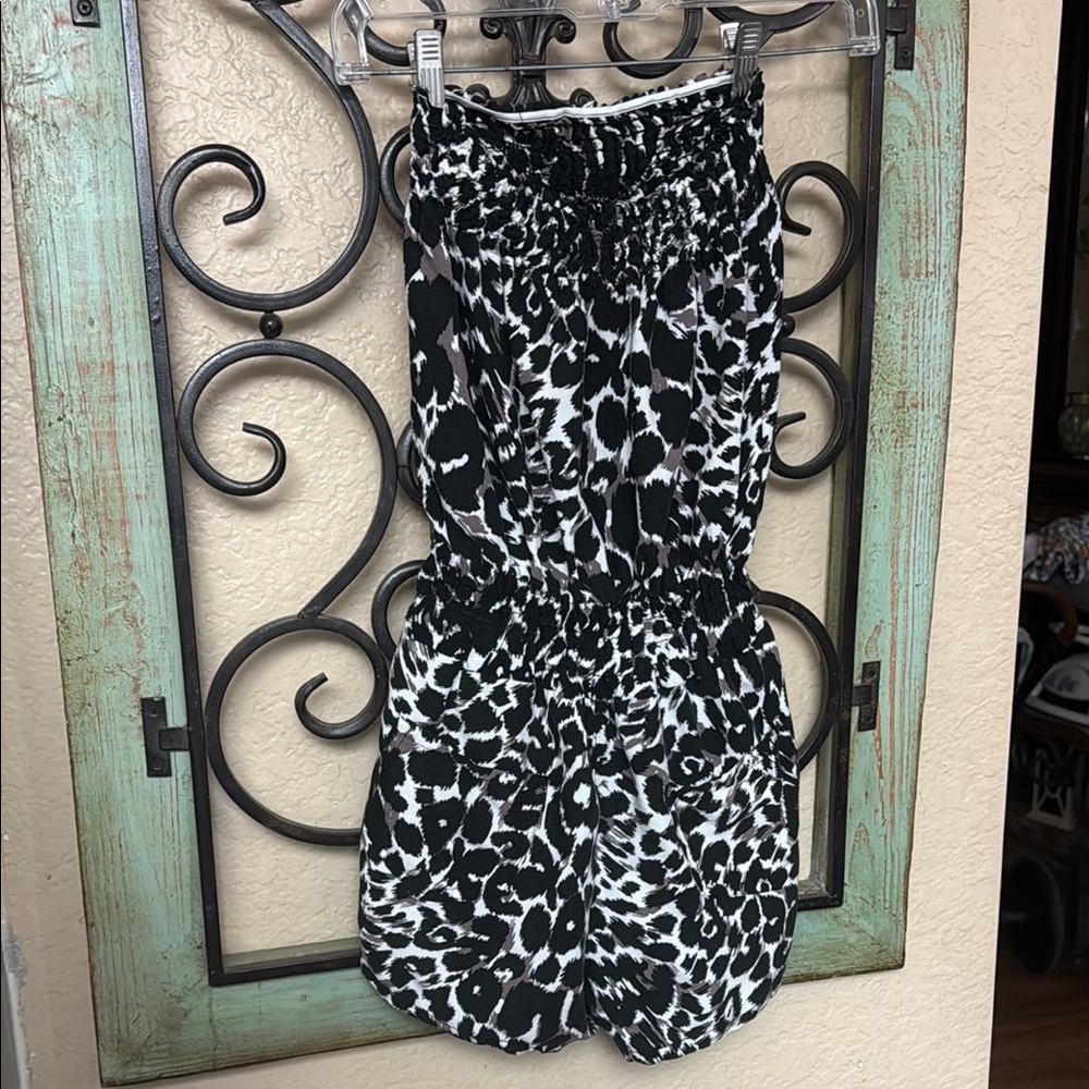 Black and White Animal Print Romper